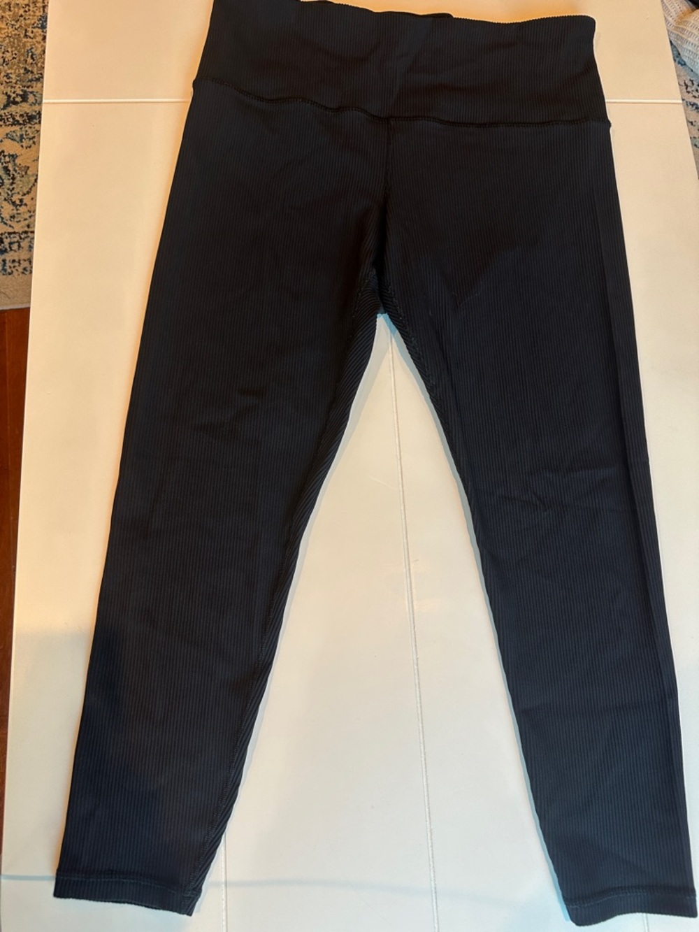 Athleta Black Ribbed High-Waist Leggings